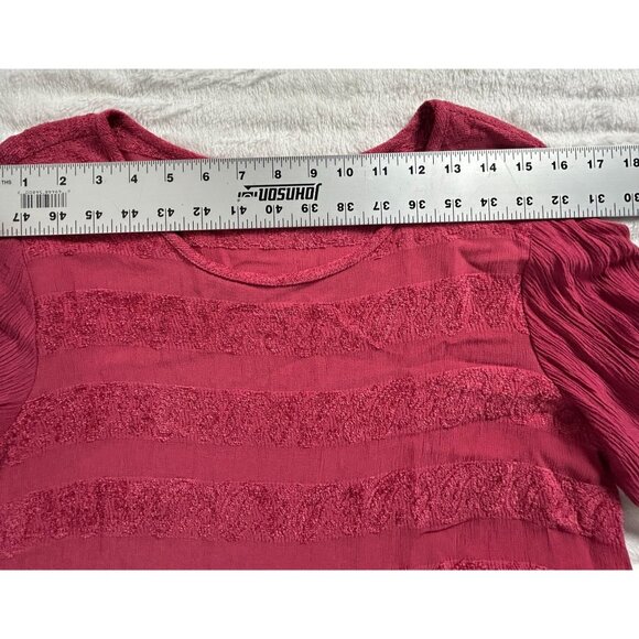 Dorothy Schoelen Platinum Womens Long Sleeve Red Textured Split Front Top Medium - Picture 5 of 7